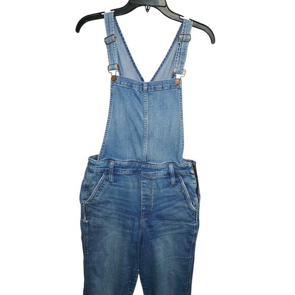 Madewell Denim Overalls Light Wash Distressed Size L Women’s Adjustable Straps - Picture 5 of 7